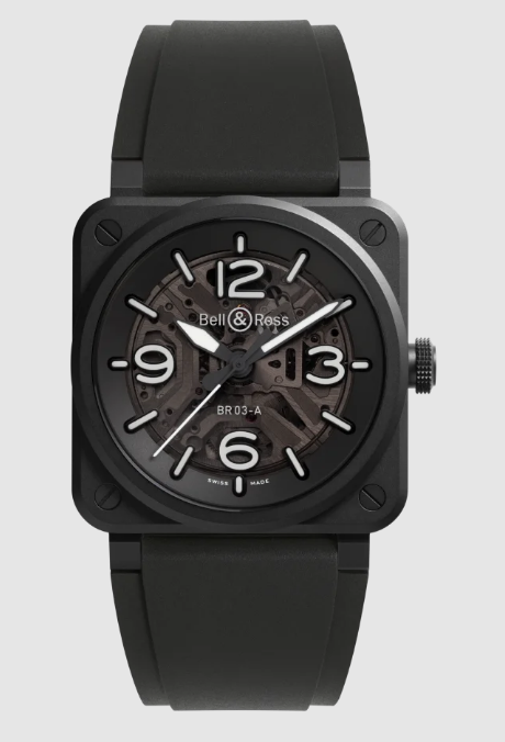 Bell & Ross BR-03 Skeleton Black Ceramic Replica Watch BR03A-BL-SKCE/SRB